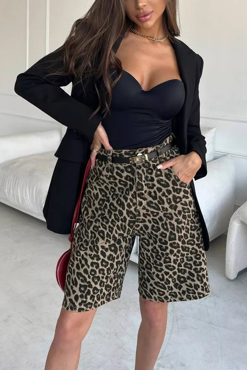 Animal Print Casual Shorts