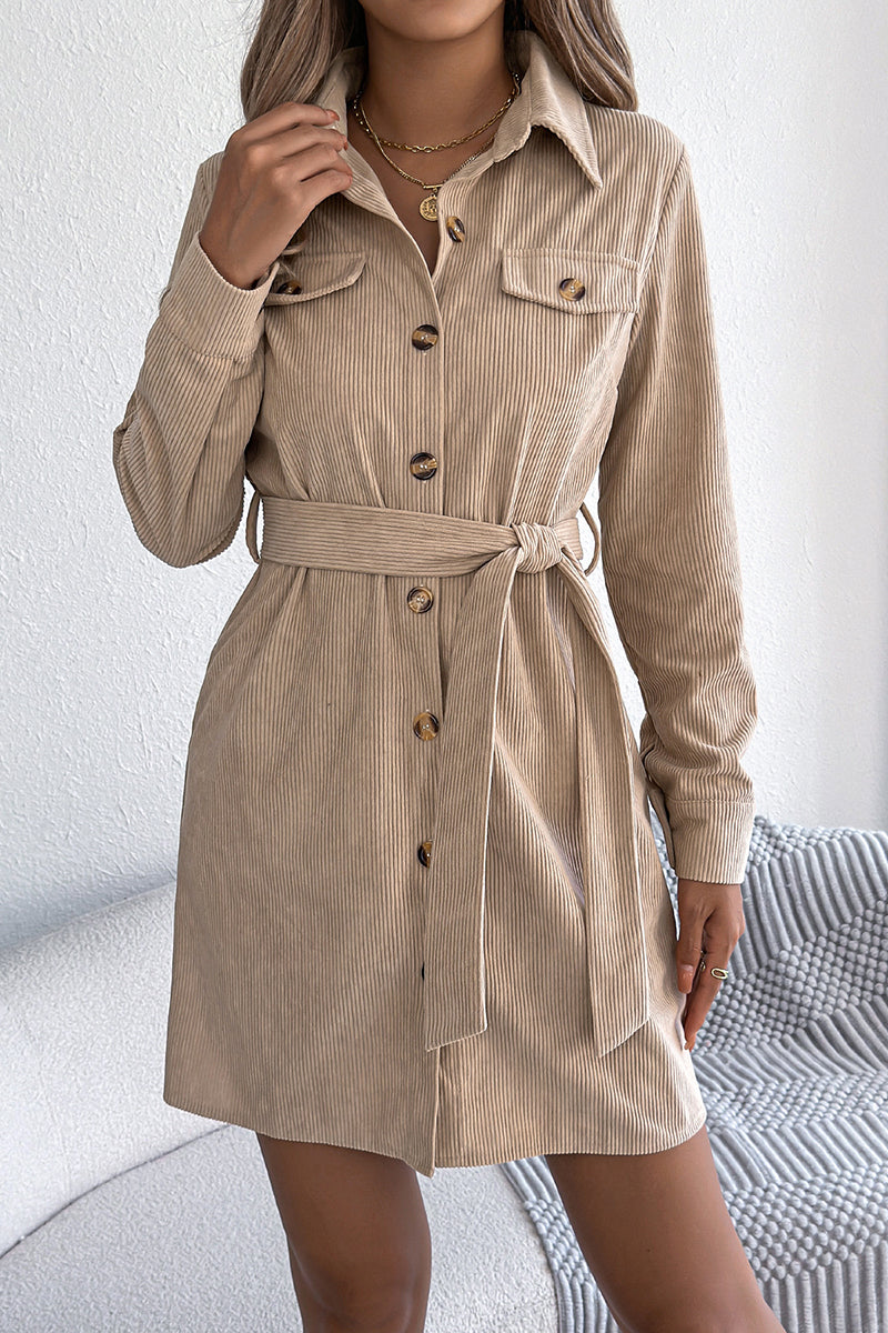 Button-Down Belted Casual Shirt Dress
