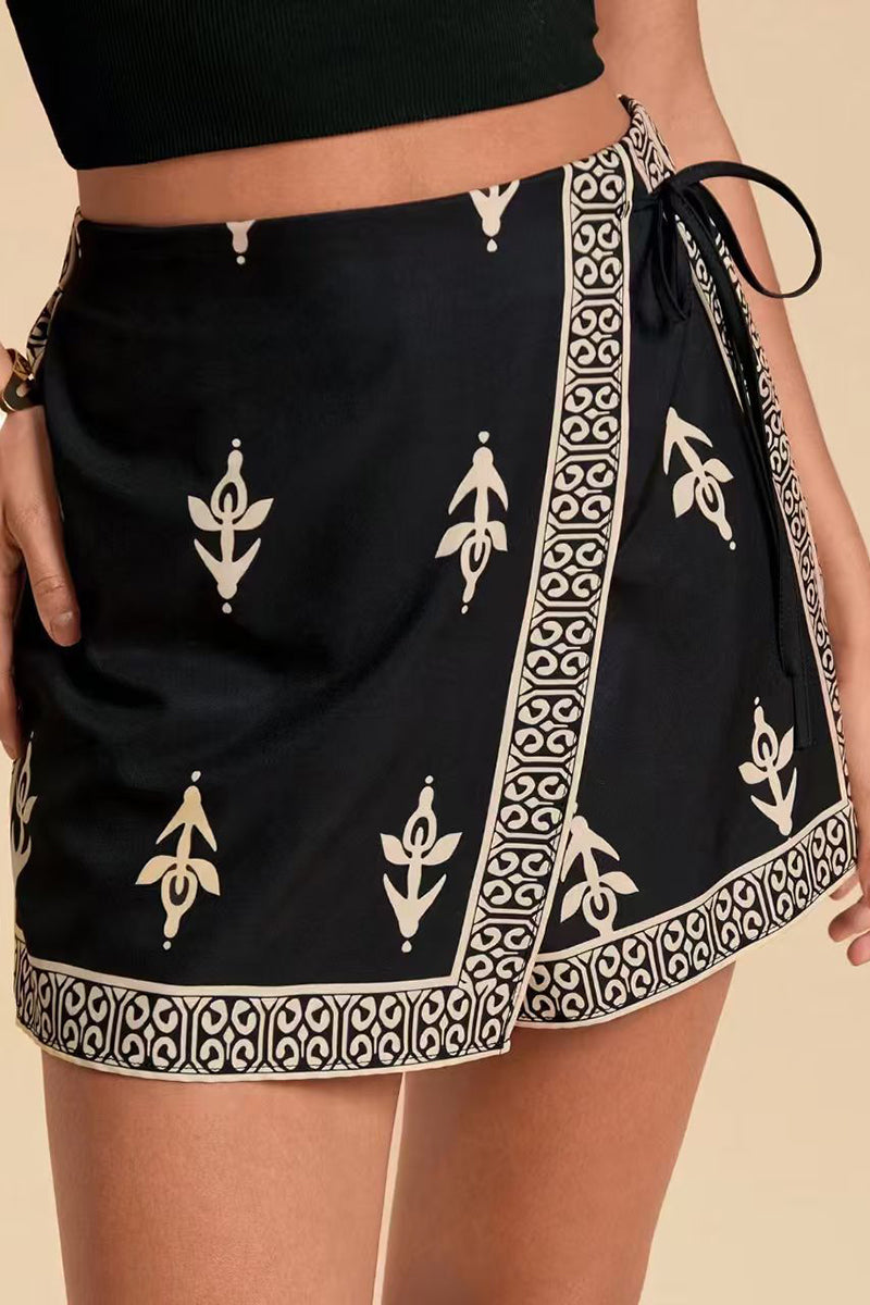 Animal Print Wrap Design Casual Shorts