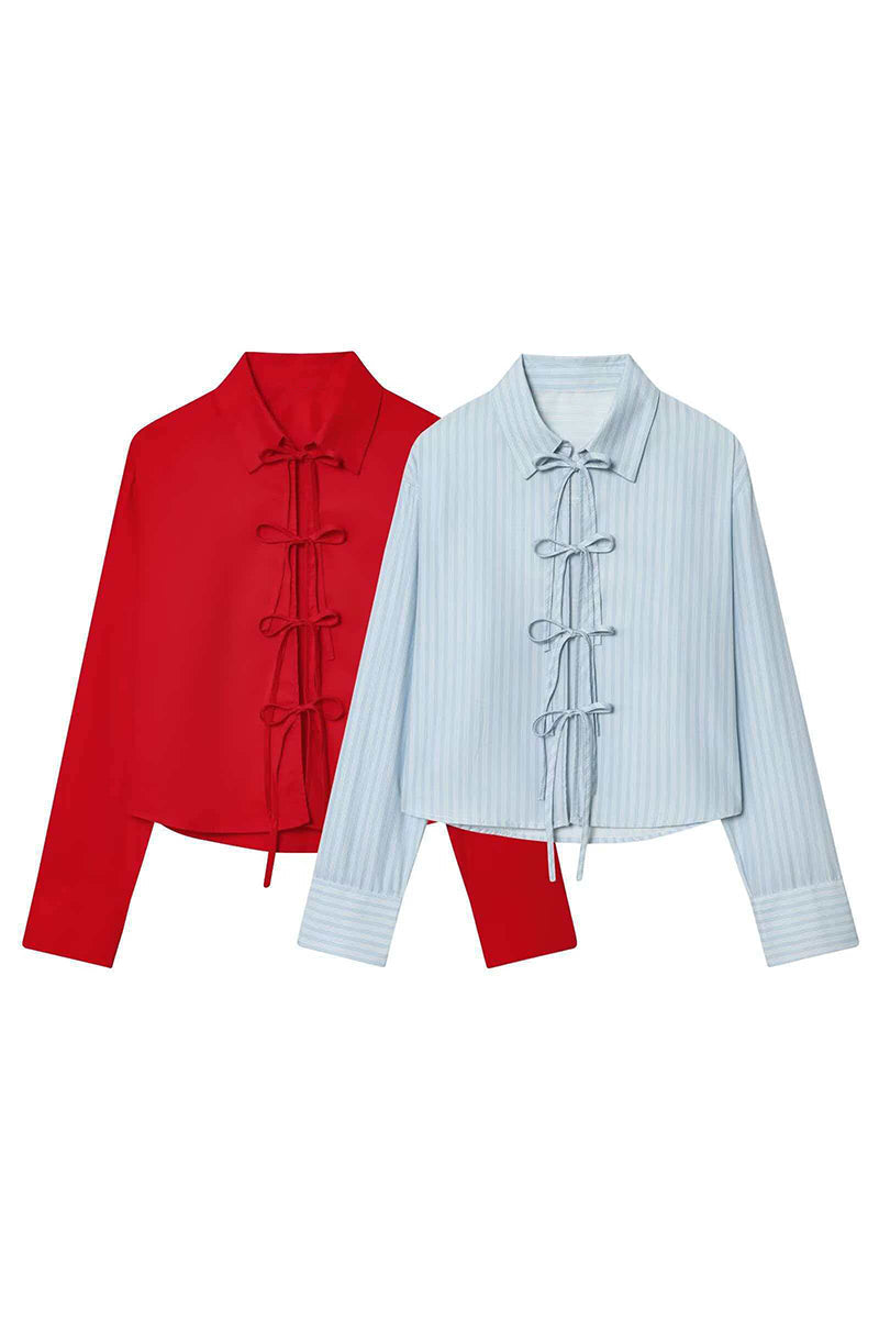 Bow-Tie Detail Long Sleeve Blouse