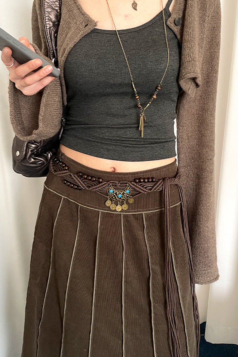 Bohemian Beaded Waist Tie Belt