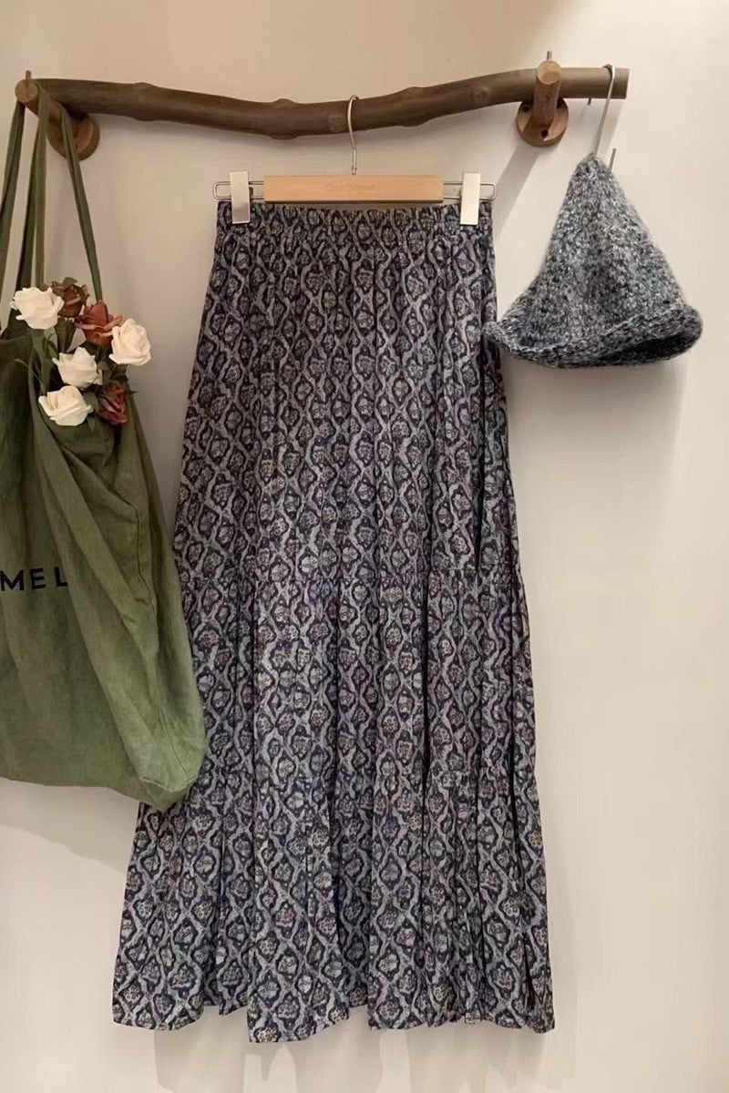 Bohemian Printed Midi Skirt