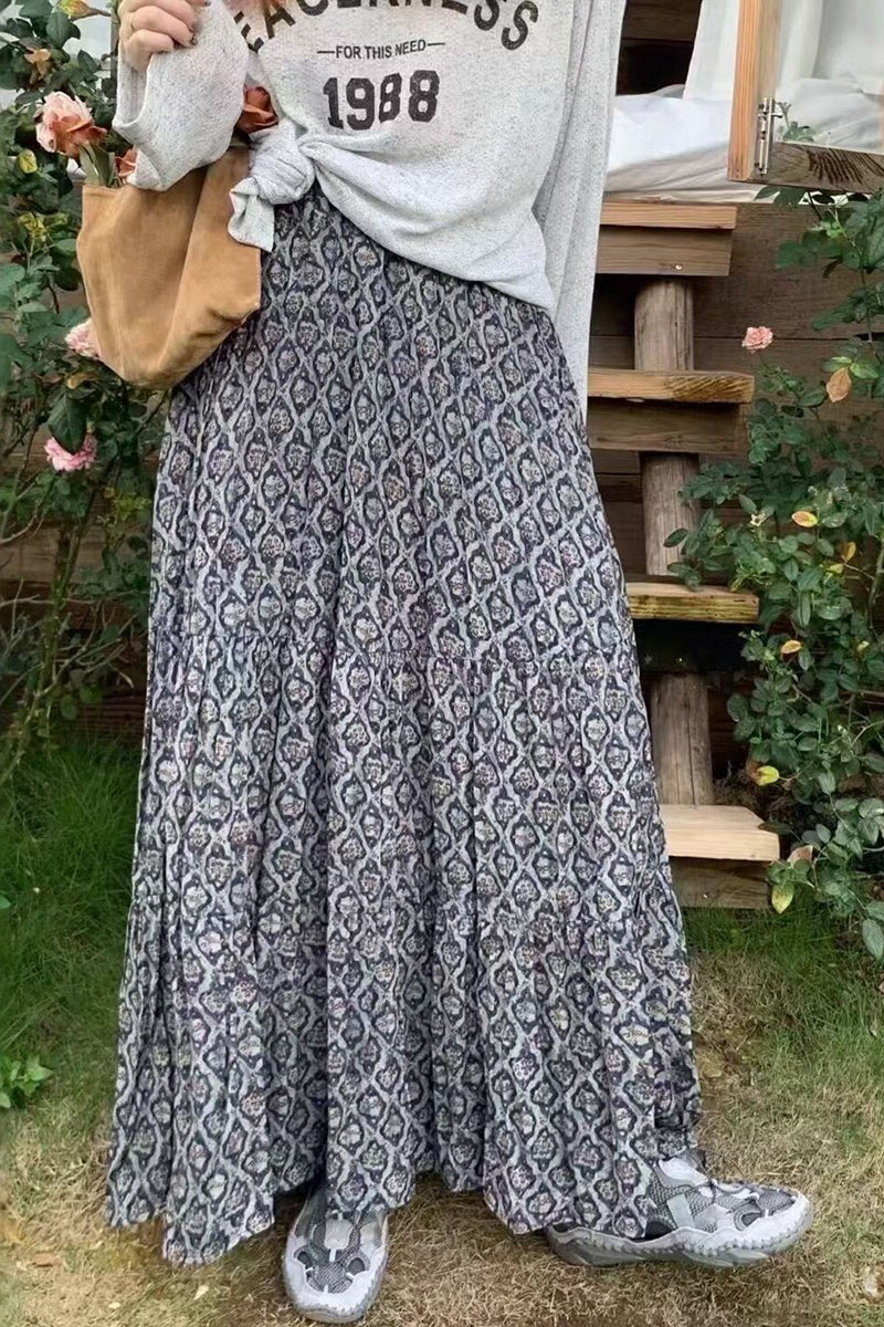 Bohemian Printed Midi Skirt