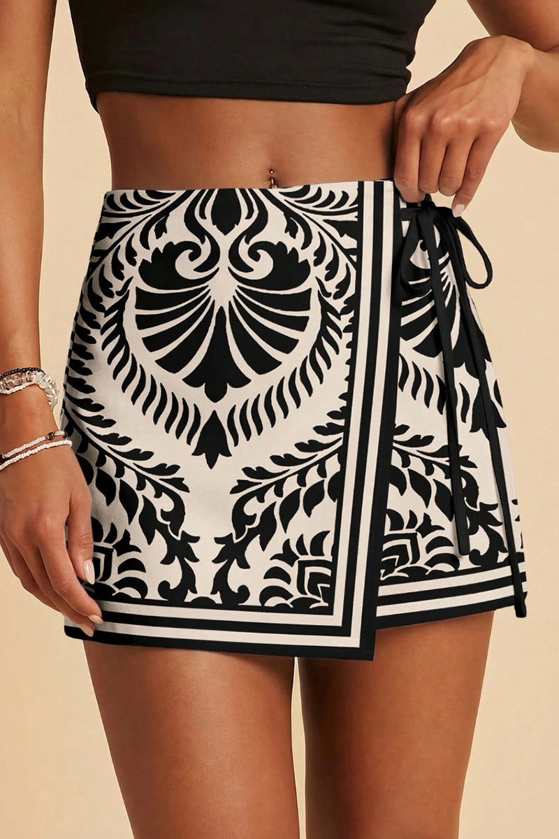 Animal Print Wrap Design Casual Shorts