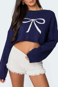 Bow Detail Cropped Sweater