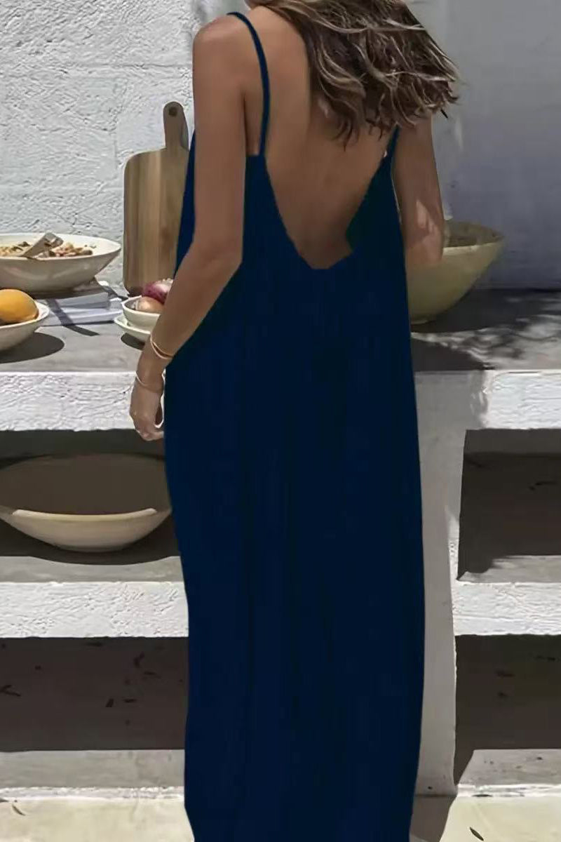 Backless Flowy Sleeveless Casual Dress