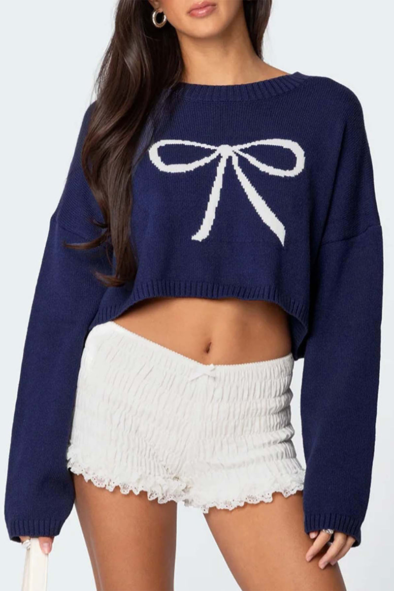 Bow Detail Cropped Sweater