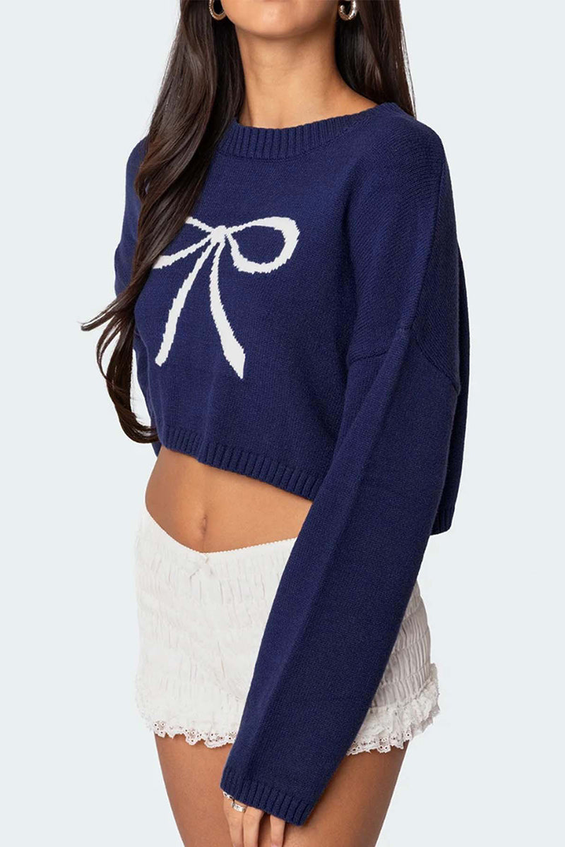 Bow Detail Cropped Sweater