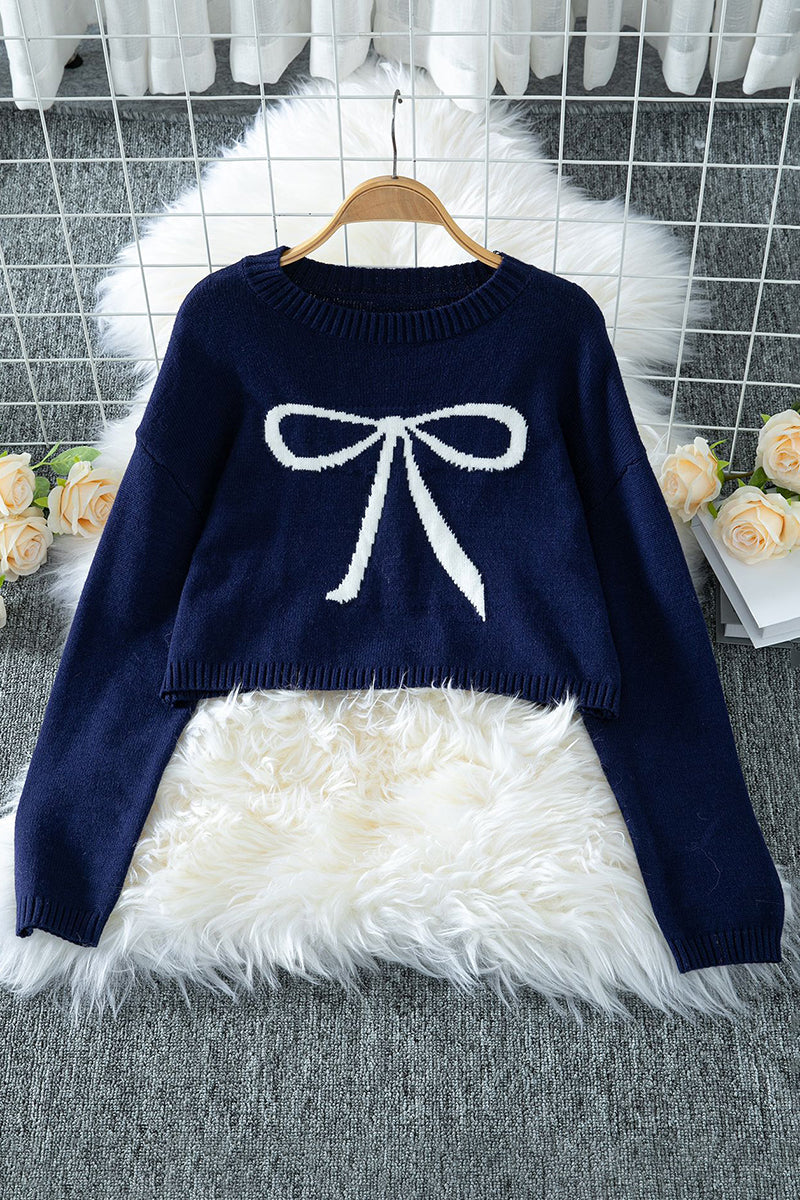 Bow Detail Cropped Sweater