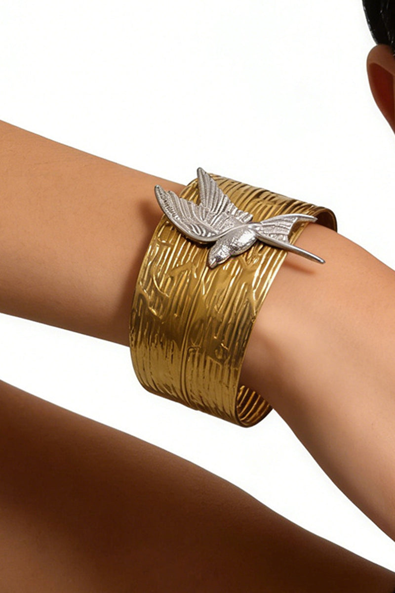 Bird Motif Slim Cuff Bracelet
