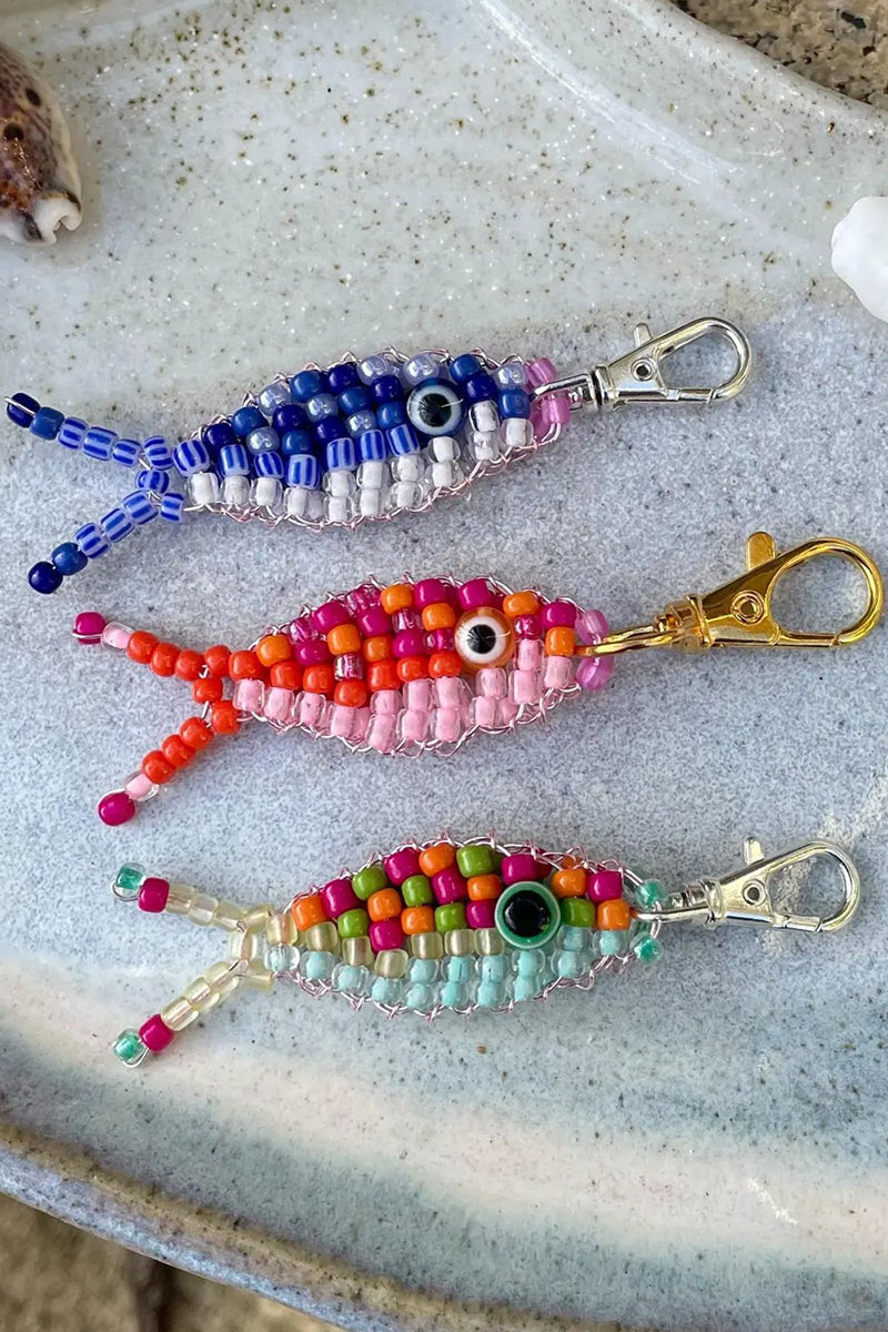Beaded Charm Keychain with Clasp