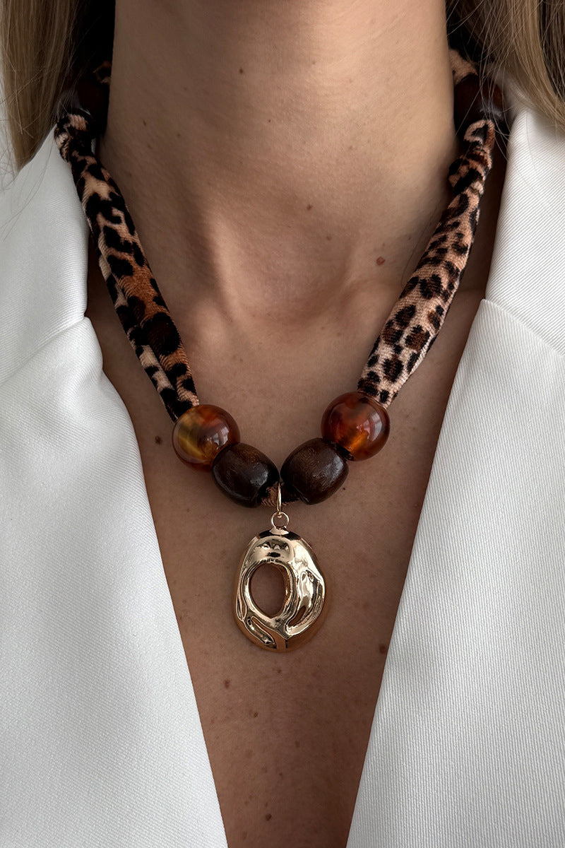 Beaded Leopard Choker Necklace
