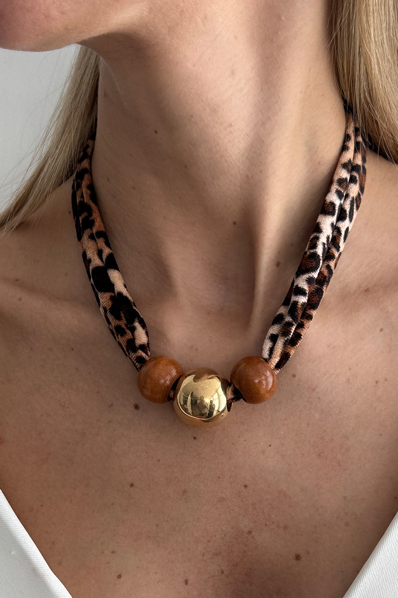 Beaded Leopard Choker Necklace