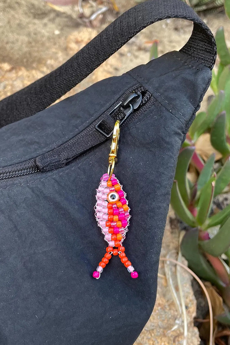 Beaded Charm Keychain with Clasp