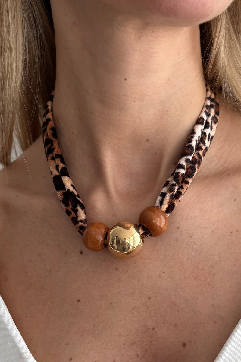 Beaded Leopard Choker Necklace