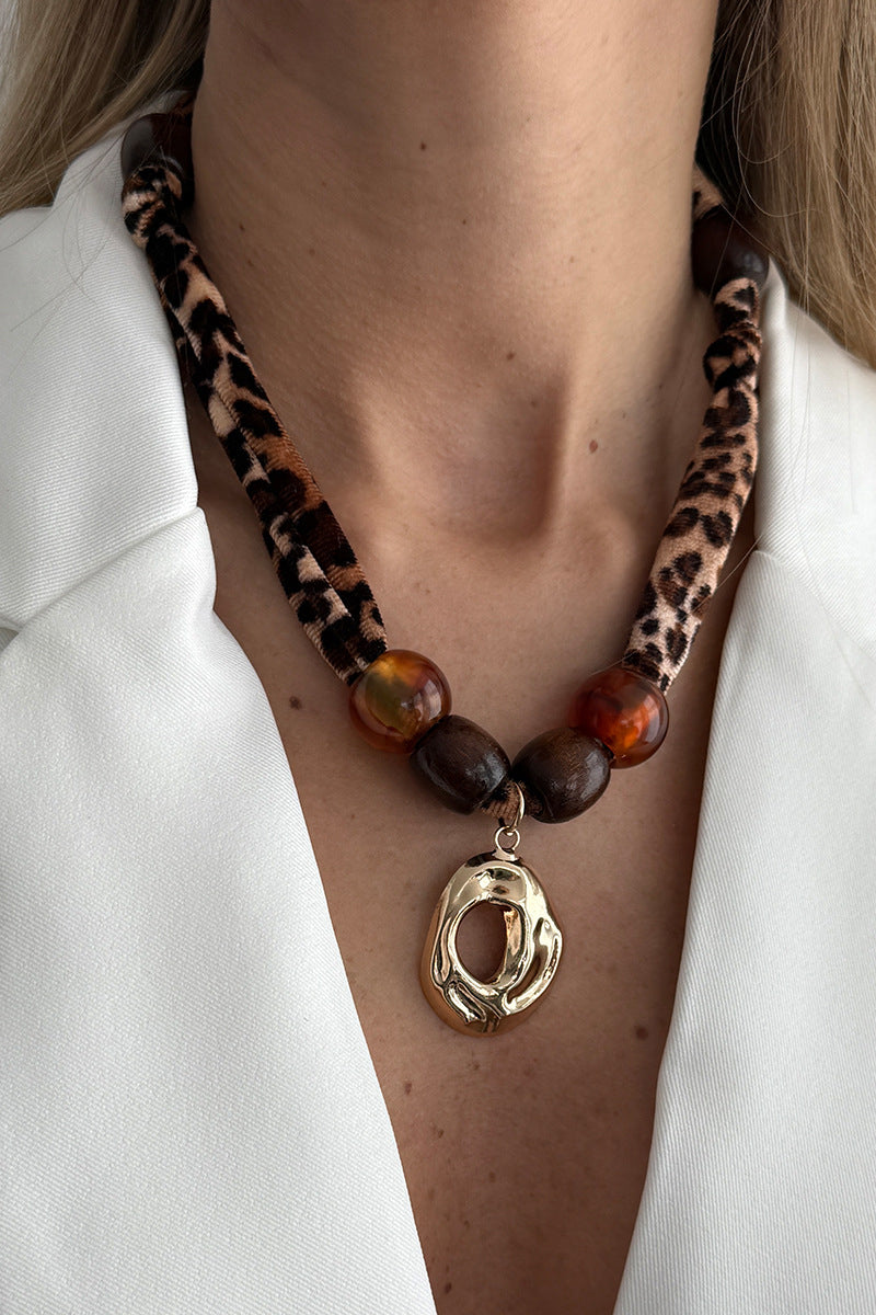 Beaded Leopard Choker Necklace