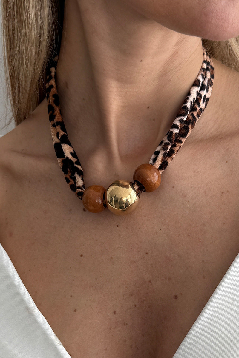 Beaded Leopard Choker Necklace