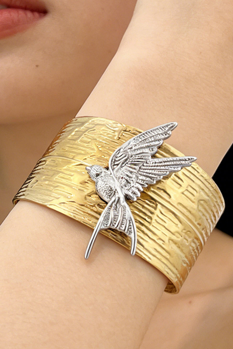 Bird Motif Slim Cuff Bracelet