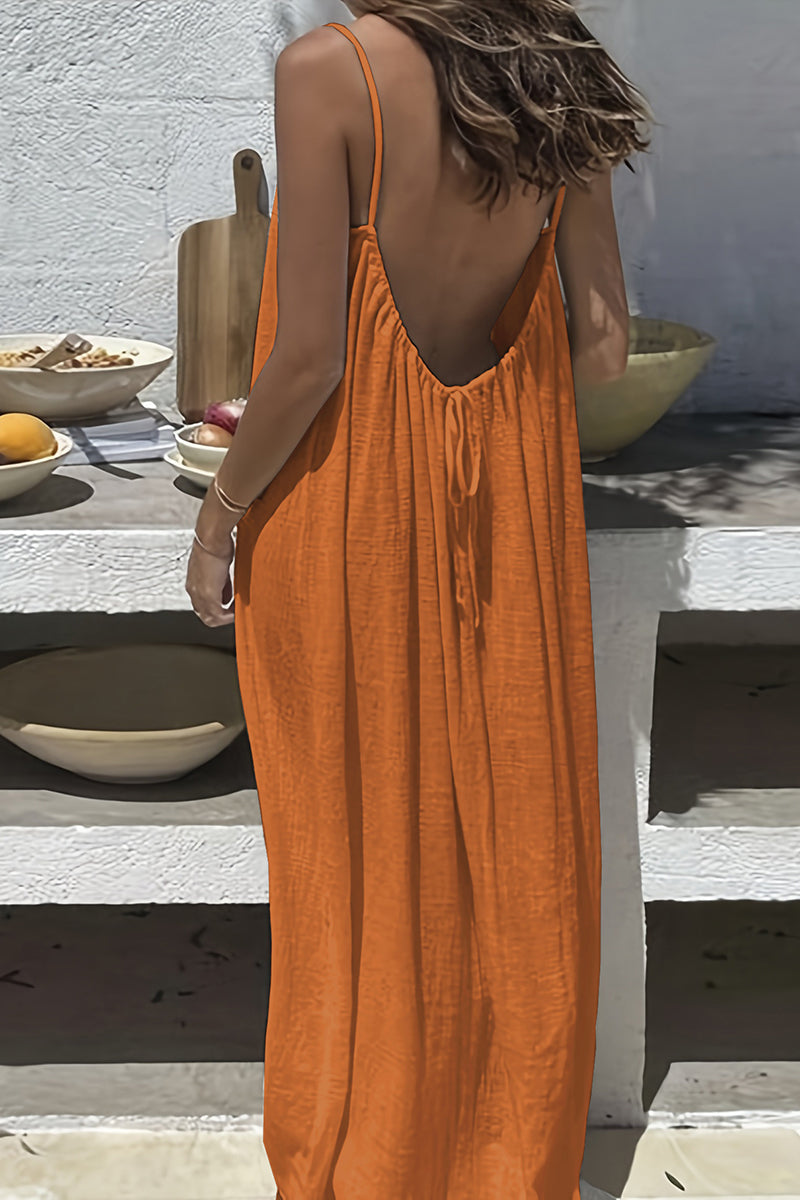 Backless Flowy Sleeveless Casual Dress