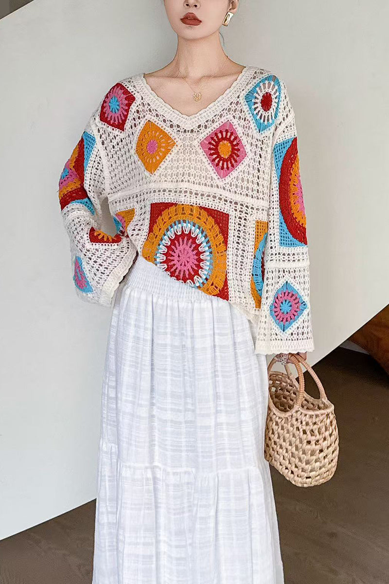 Boho Crochet Patchwork Blouse