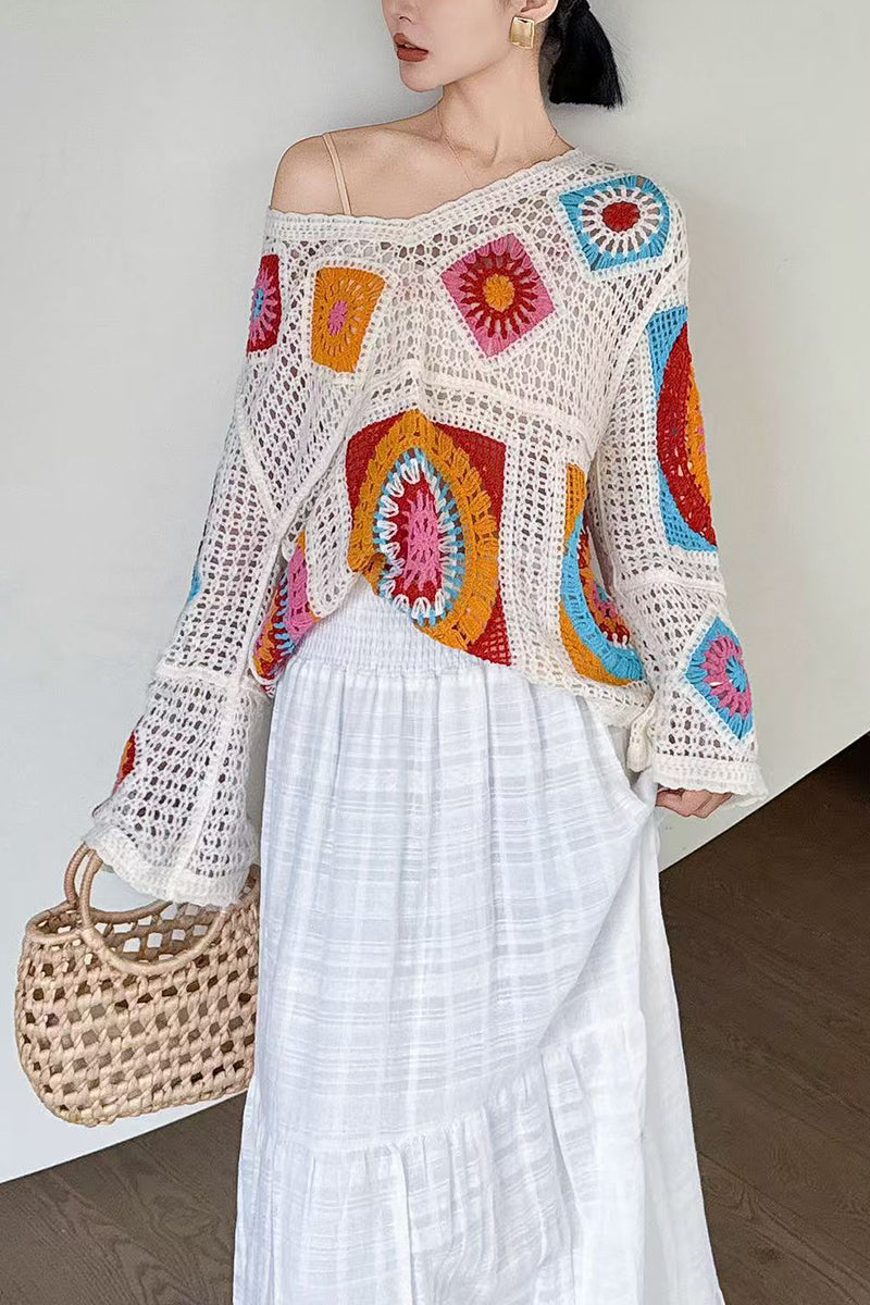 Boho Crochet Patchwork Blouse