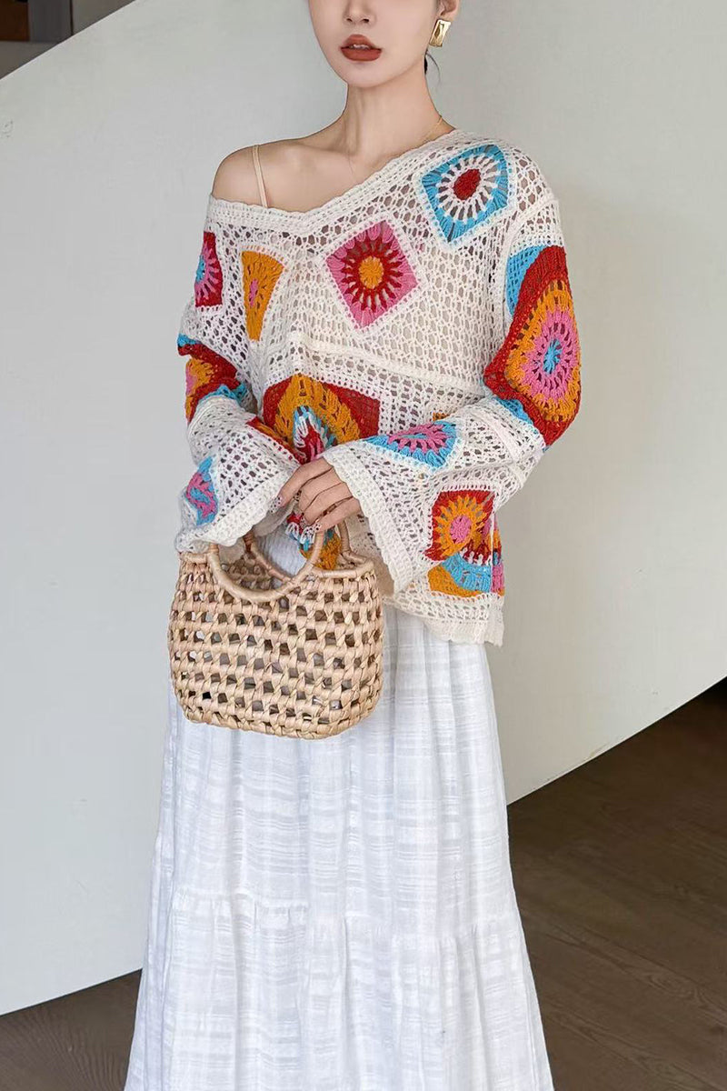 Boho Crochet Patchwork Blouse