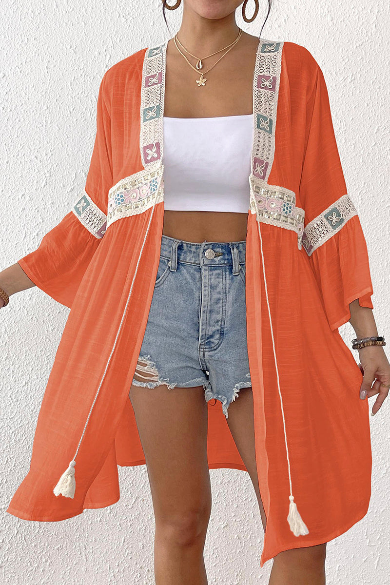 Bohemian Tie-Waist Kimono Cover-Up