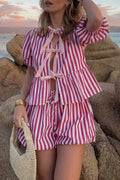 Bow-Front Striped Shorts