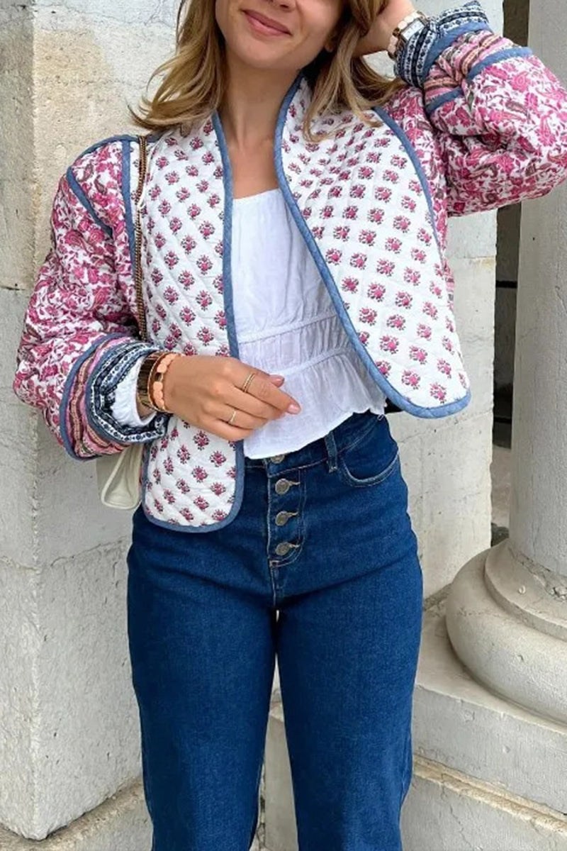Bohemian Patterned Open Front Jacket