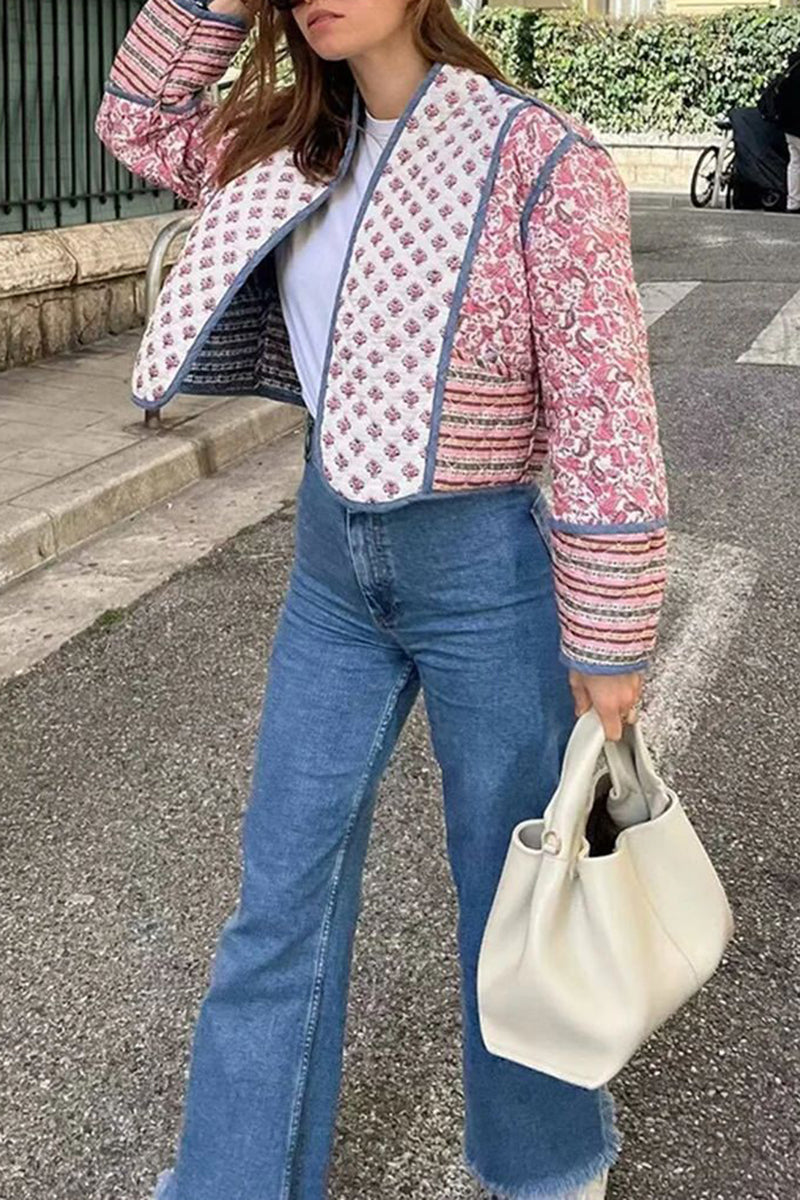 Bohemian Patterned Open Front Jacket