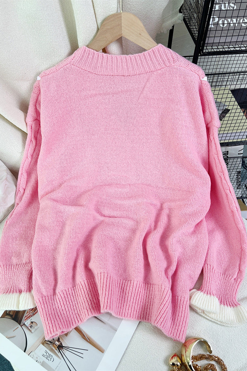 Bow Accent Button-Up Cardigan