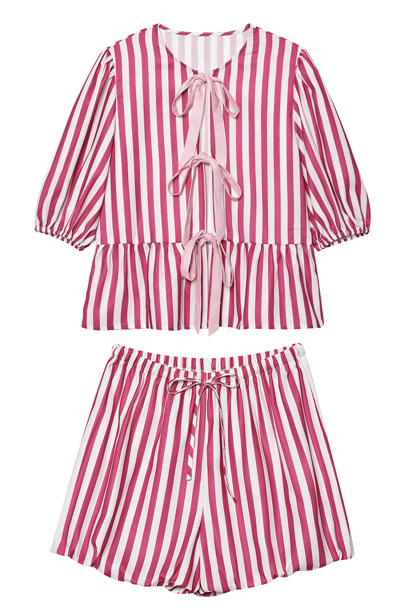 Bow-Front Striped Shorts