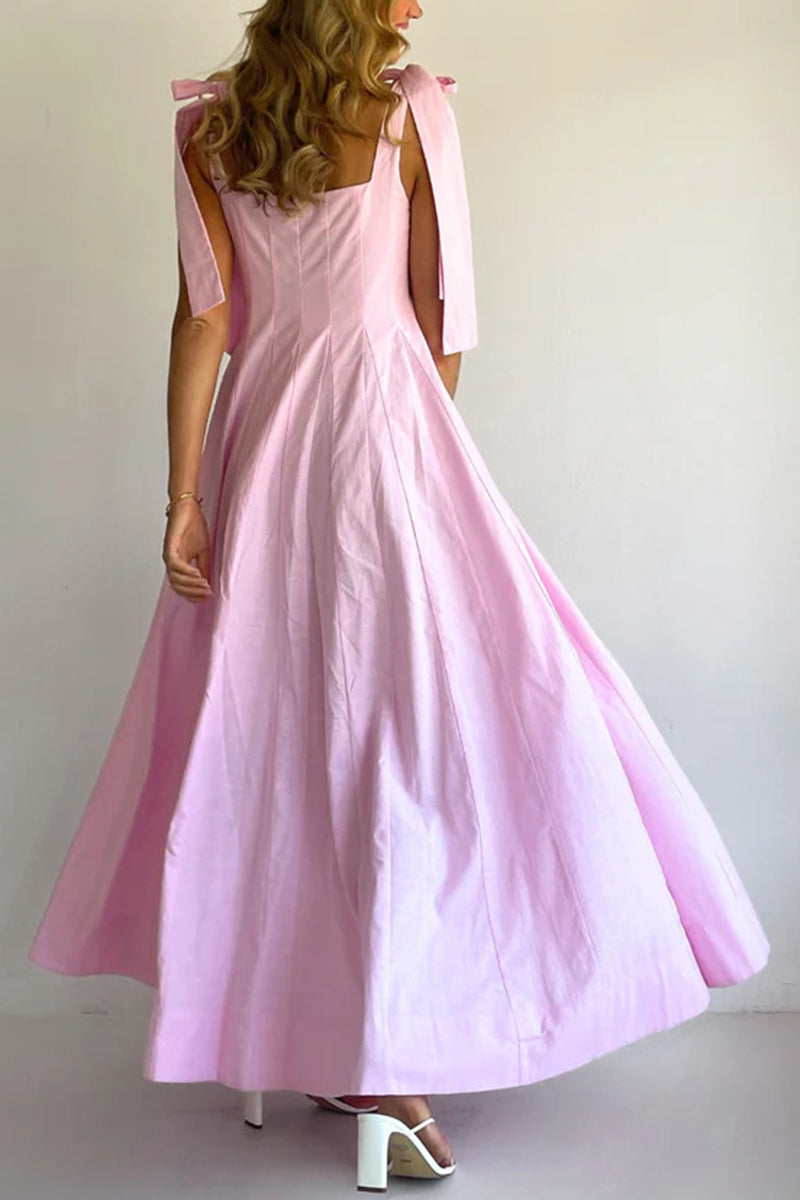 Bow Tie Strap Sleeveless Maxi Dress
