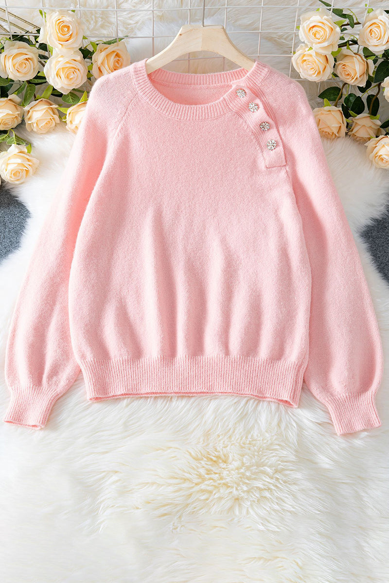 Button Embellished Knit Sweater