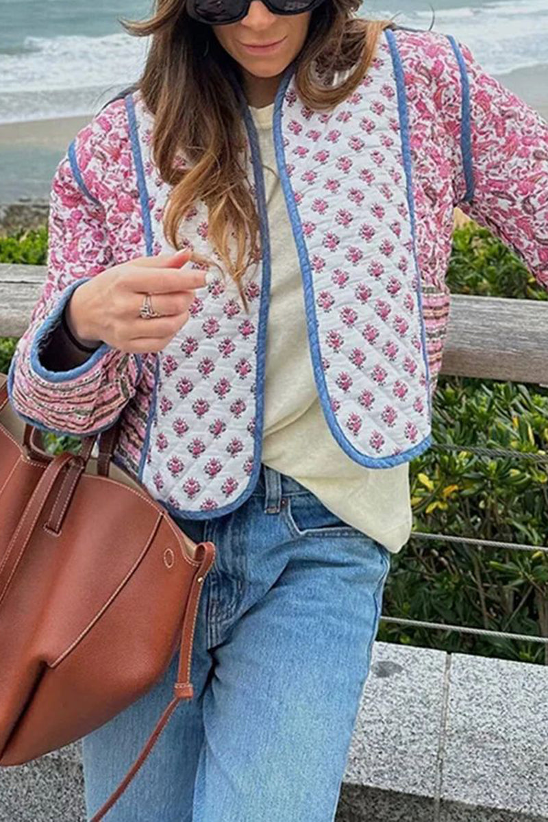 Bohemian Patterned Open Front Jacket