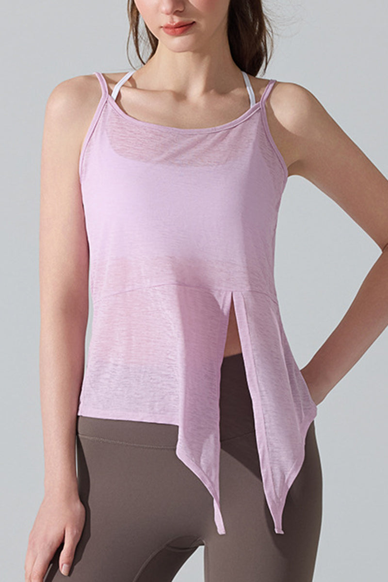 Asymmetrical Hem Sleeveless Active Top