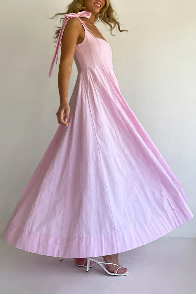 Bow Tie Strap Sleeveless Maxi Dress
