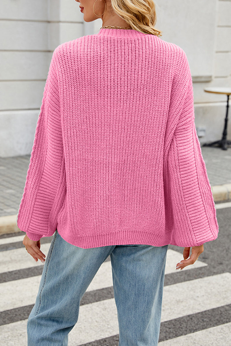 Button Front Cable Knit Cardigan