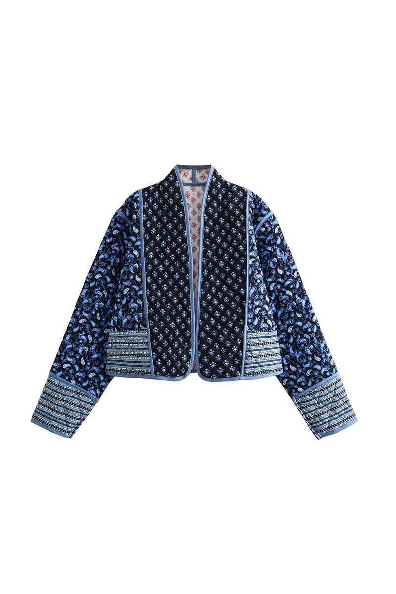 Bohemian Patterned Open Front Jacket