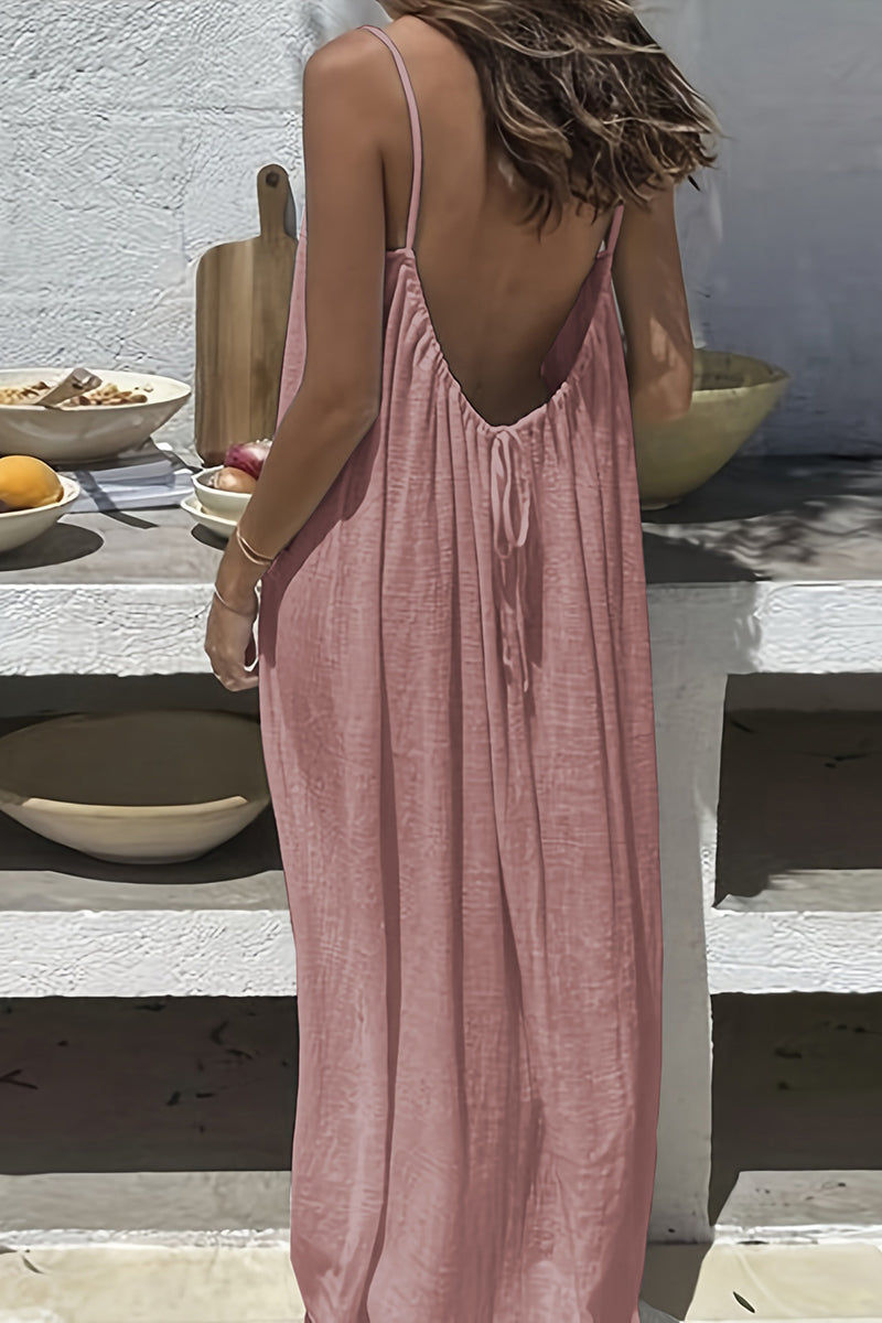 Backless Flowy Sleeveless Casual Dress