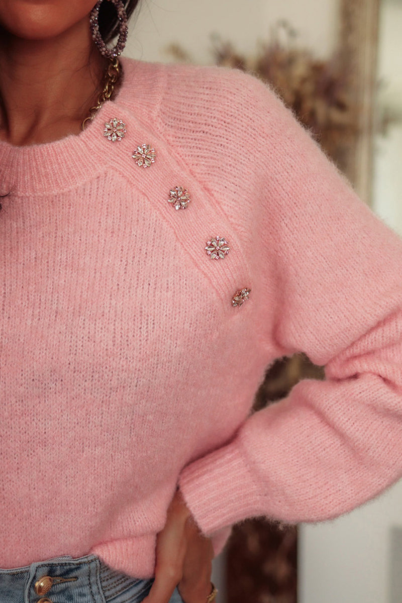 Button Embellished Knit Sweater