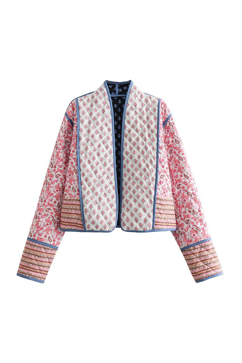 Bohemian Patterned Open Front Jacket