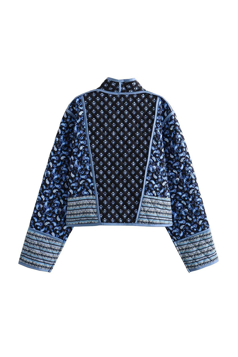Bohemian Patterned Open Front Jacket