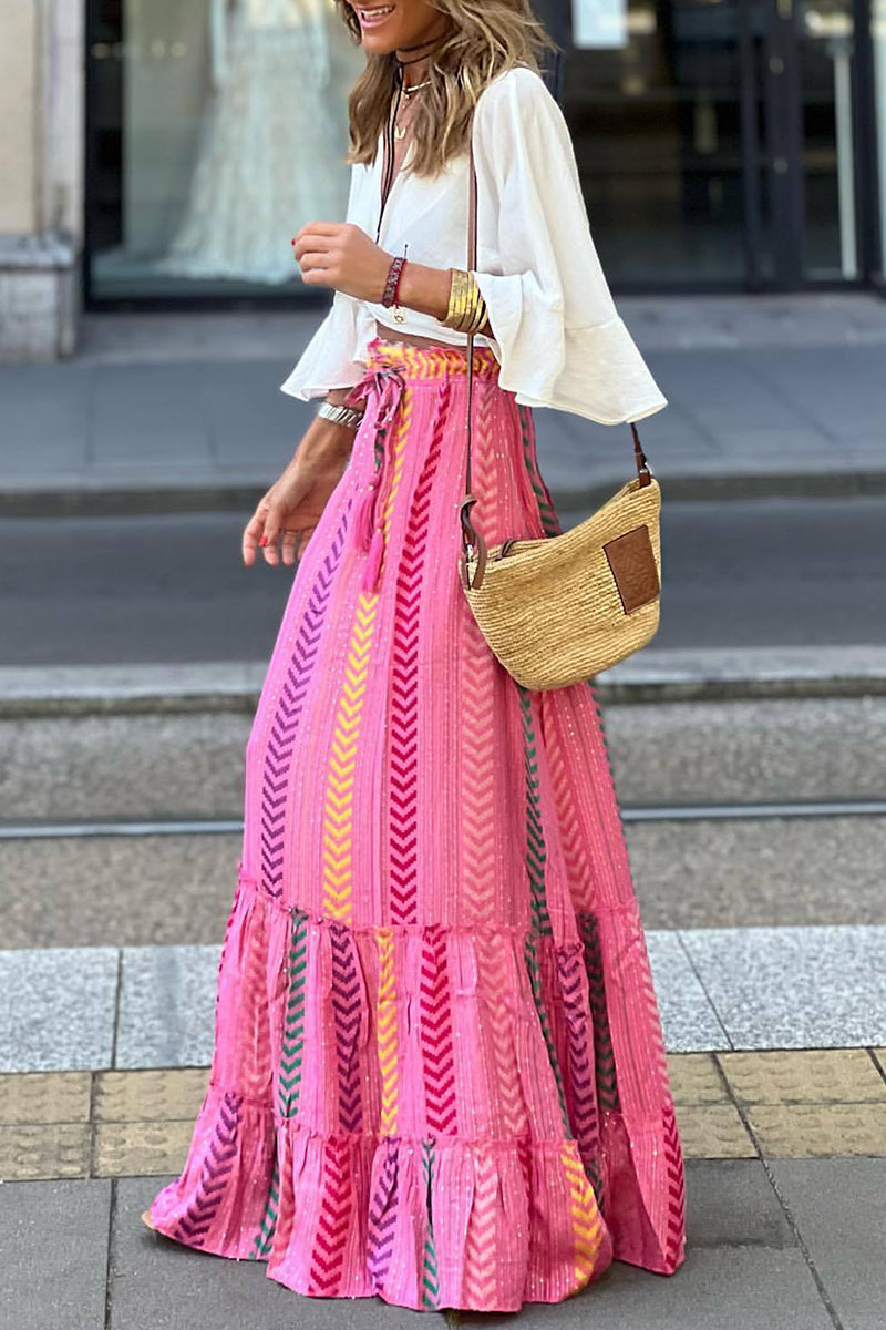 Boho Tiered Casual Maxi Skirt