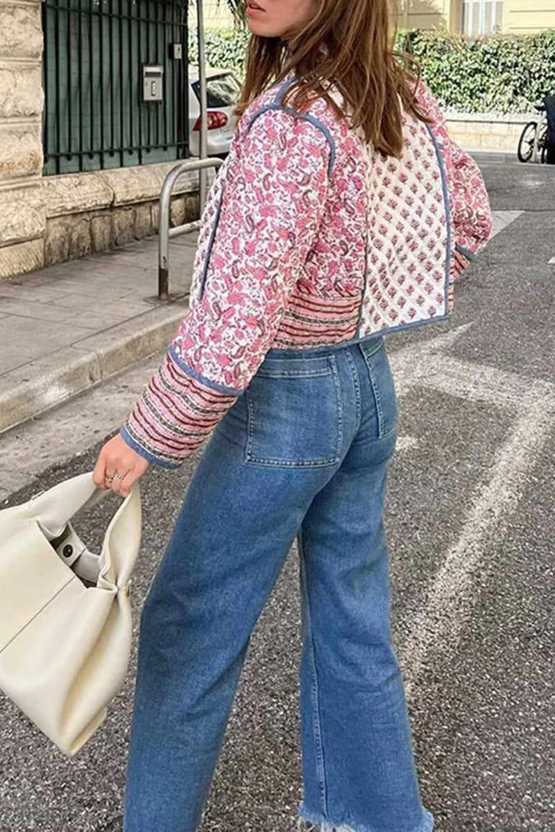 Bohemian Patterned Open Front Jacket