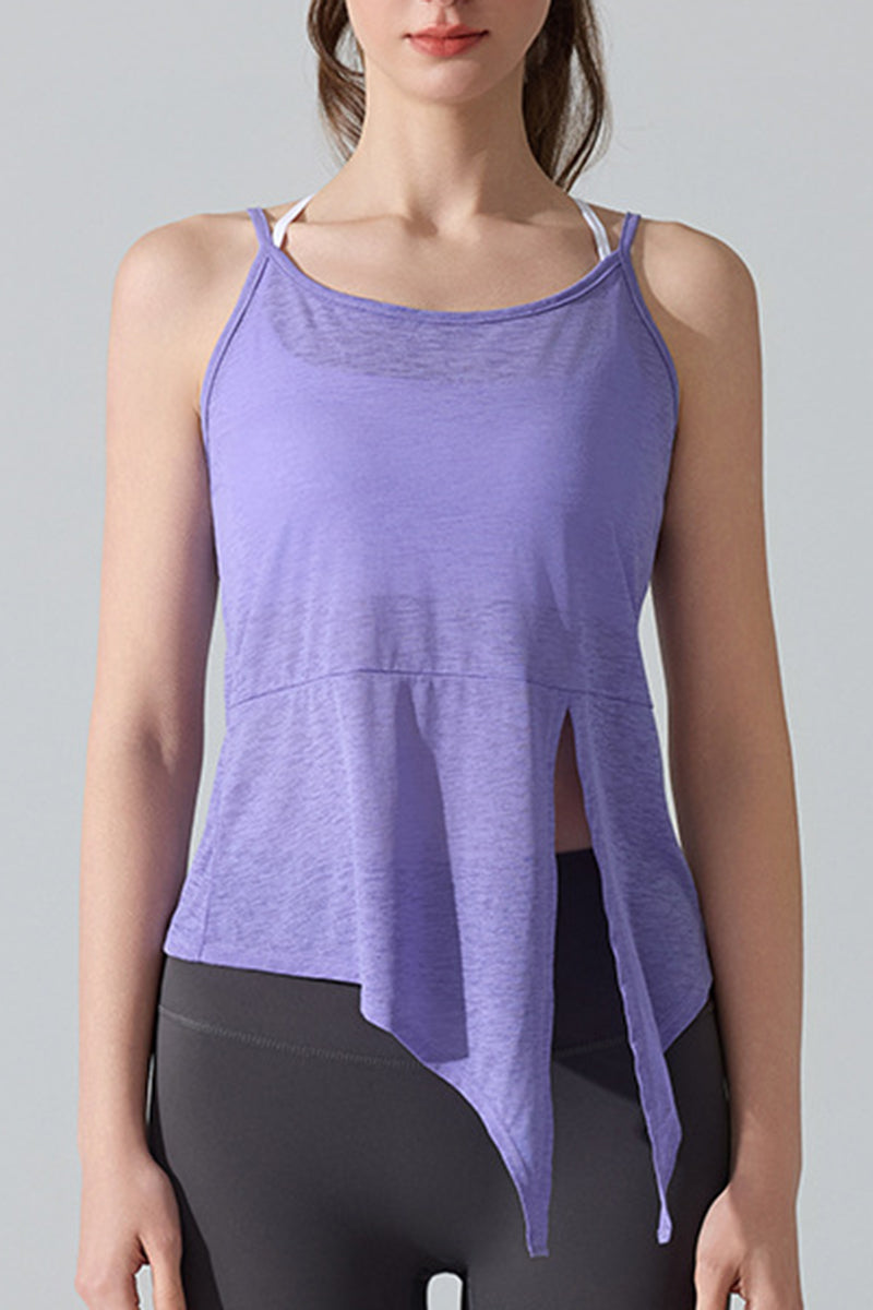 Asymmetrical Hem Sleeveless Active Top
