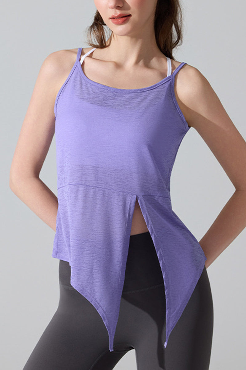 Asymmetrical Hem Sleeveless Active Top