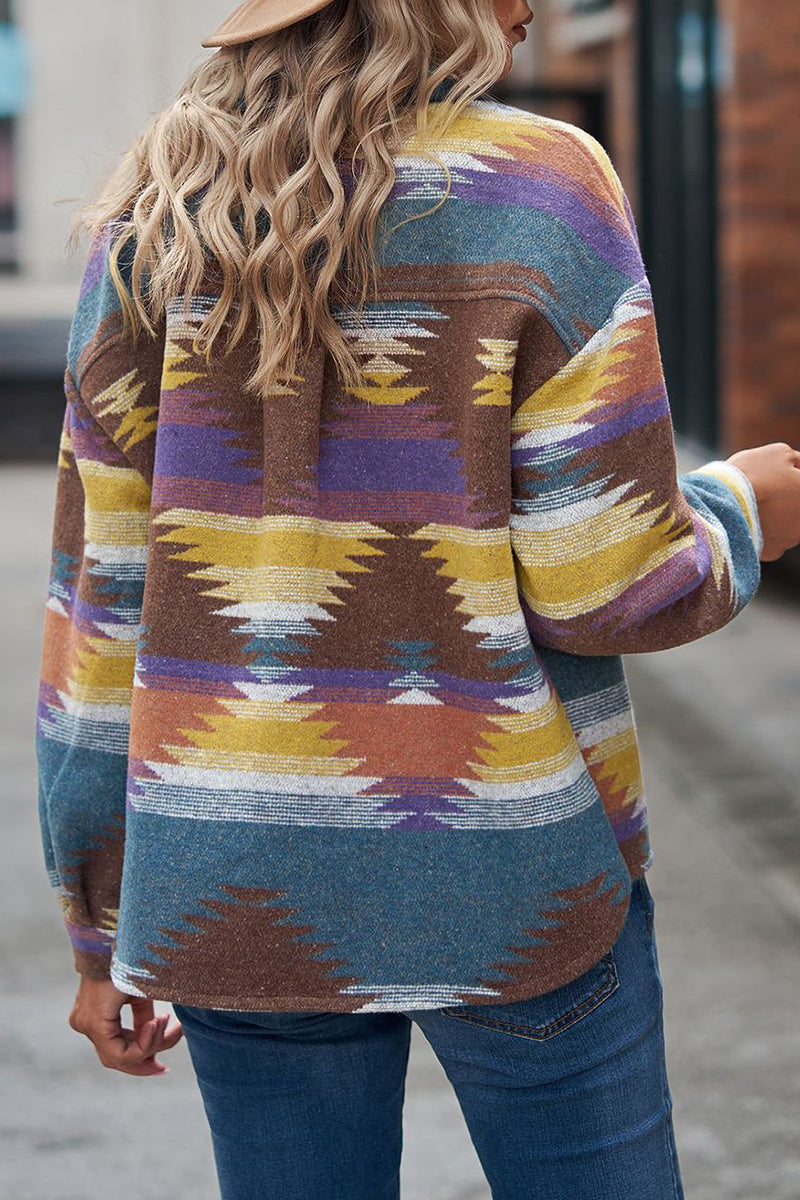 Aztec Pattern Button-Up Jacket