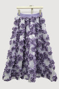 3D Floral Embellished Midi Skirt