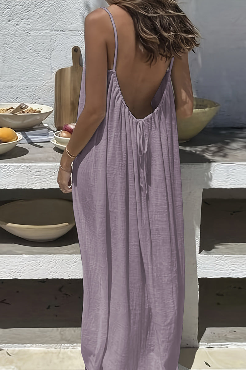 Backless Flowy Sleeveless Casual Dress